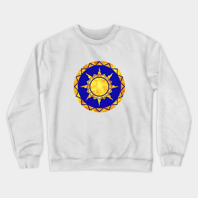 Atlantean Sun on Blue Crewneck Sweatshirt by AtlanteanArts